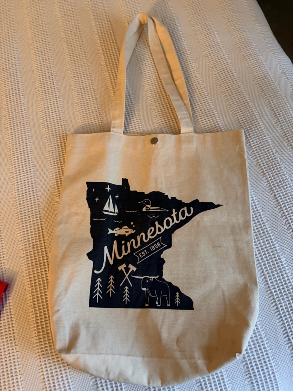 Minnesota Canvas Tote Bag in Natural with Black Print